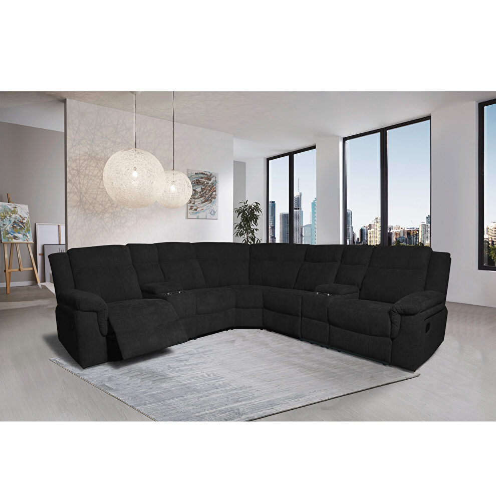Mannual motion sofa black fabric by La Spezia