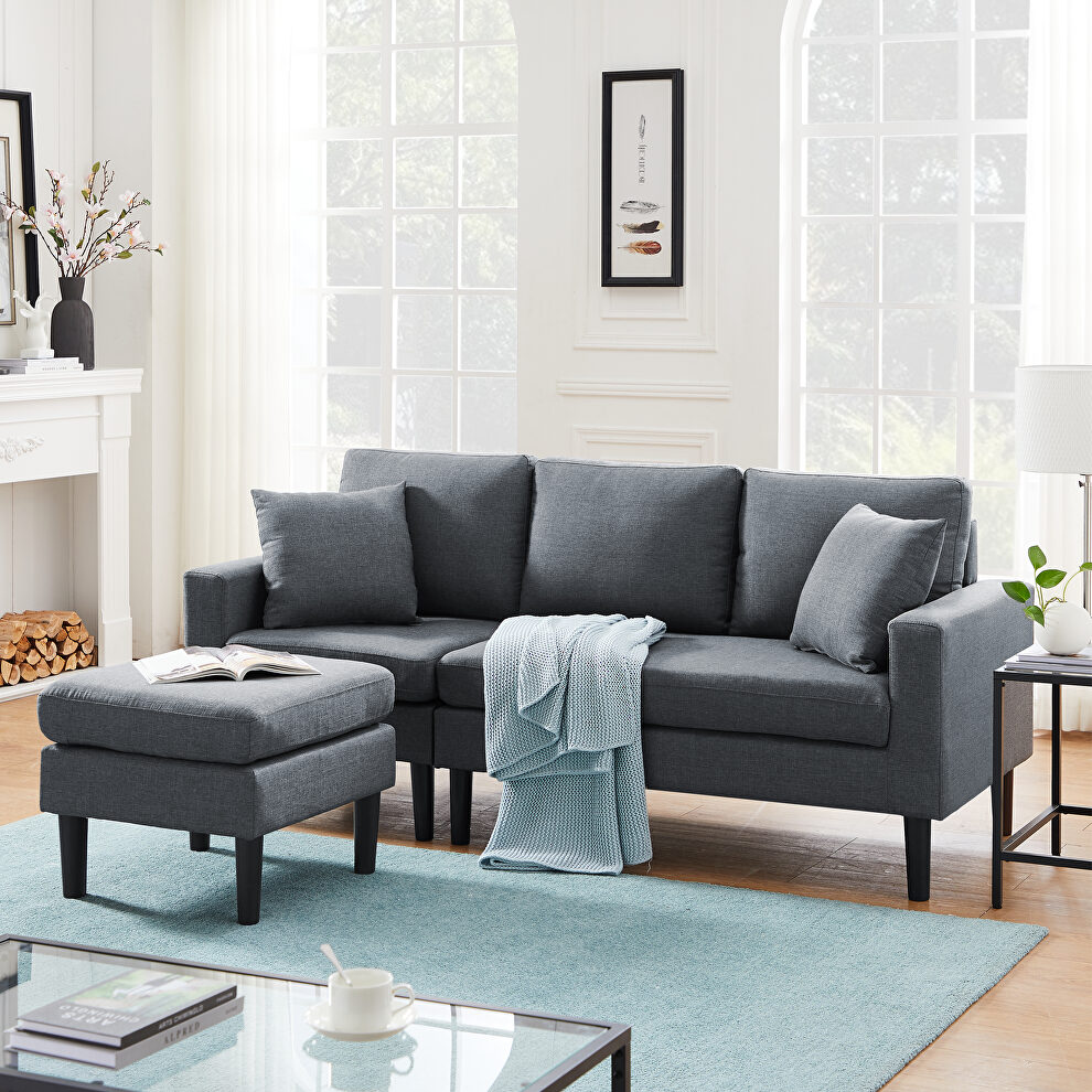 Sectional sofa left hand facing with 2 pillows dark gray fabric by La Spezia