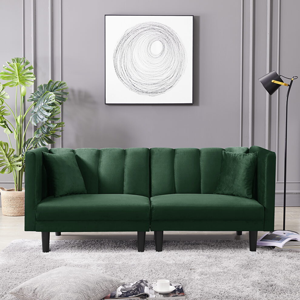 Futon sofa sleeper green velvet metal legs by La Spezia
