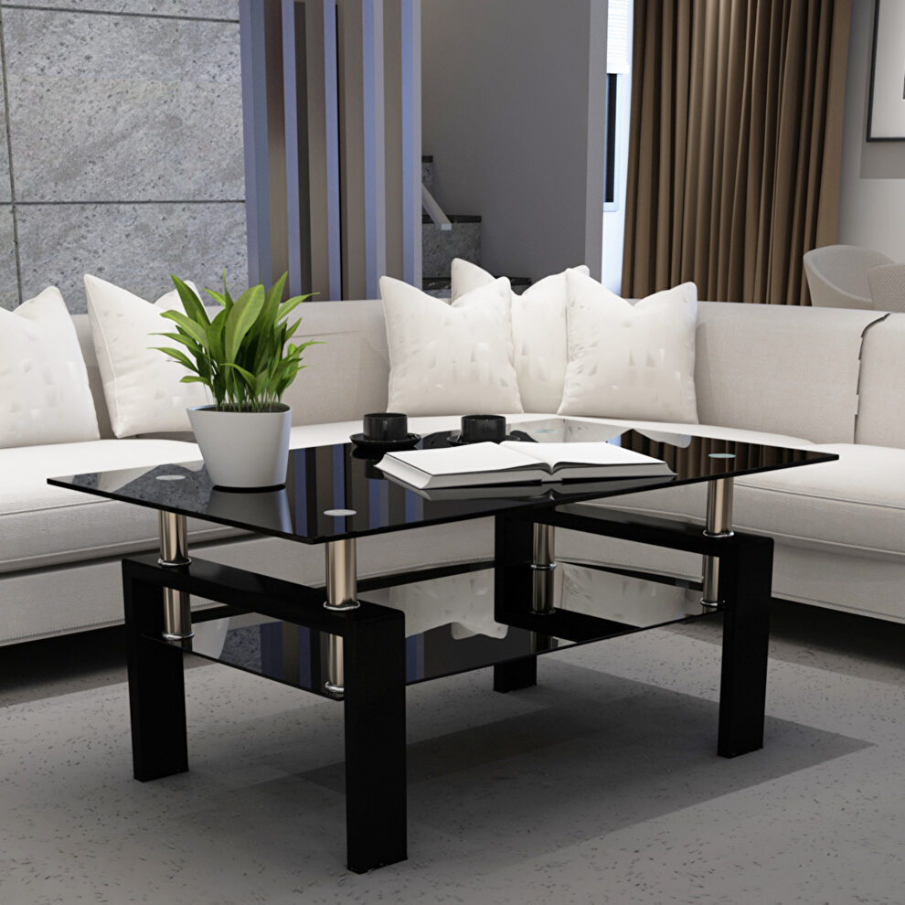 Black glass top and base coffee table by La Spezia