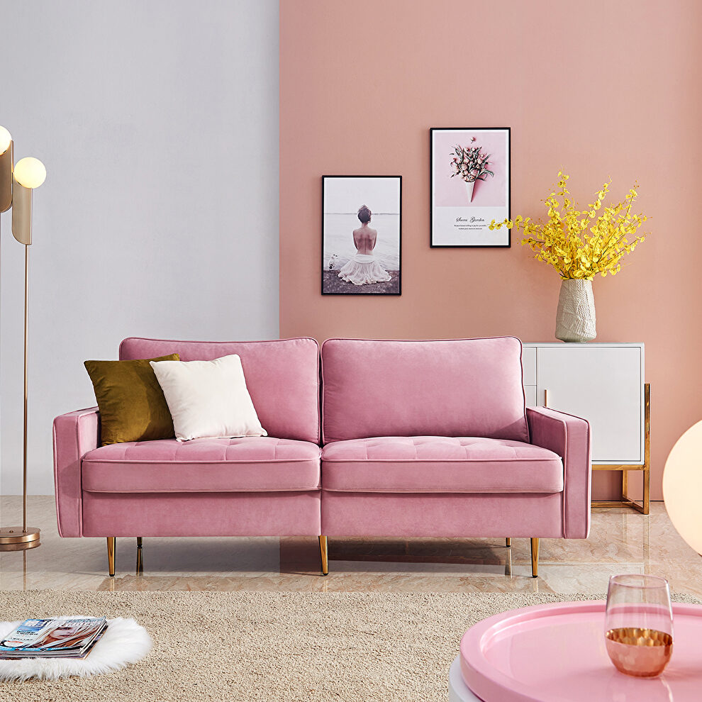 Modern pink velvet fabric sofa by La Spezia