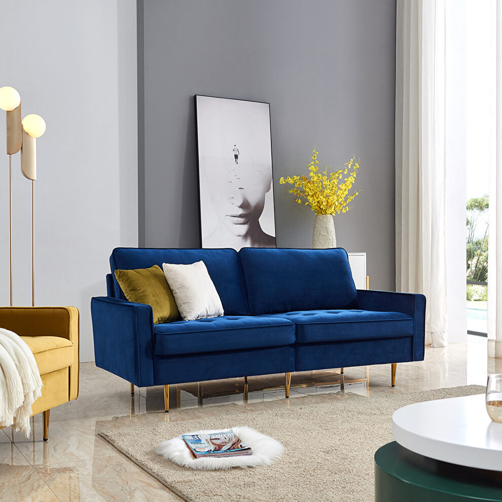 Modern blue velvet fabric sofa by La Spezia