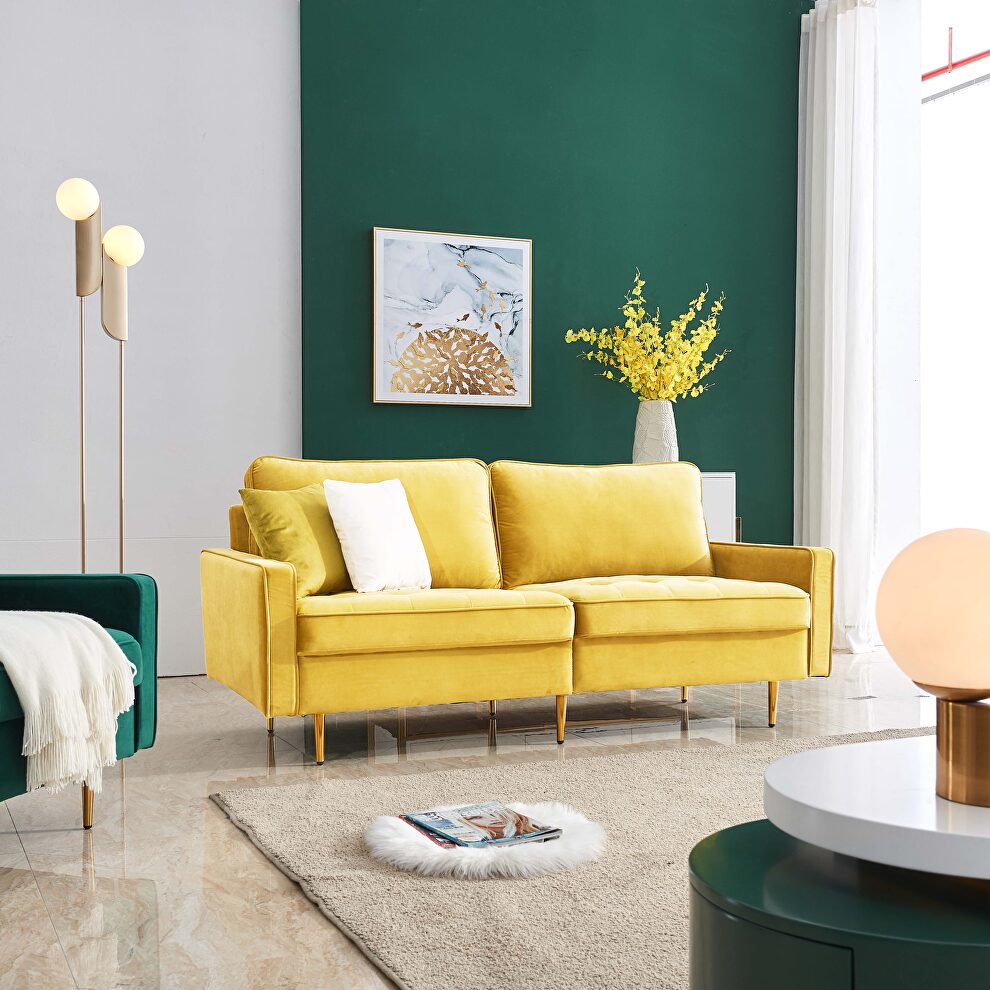 Modern yellow velvet fabric sofa by La Spezia