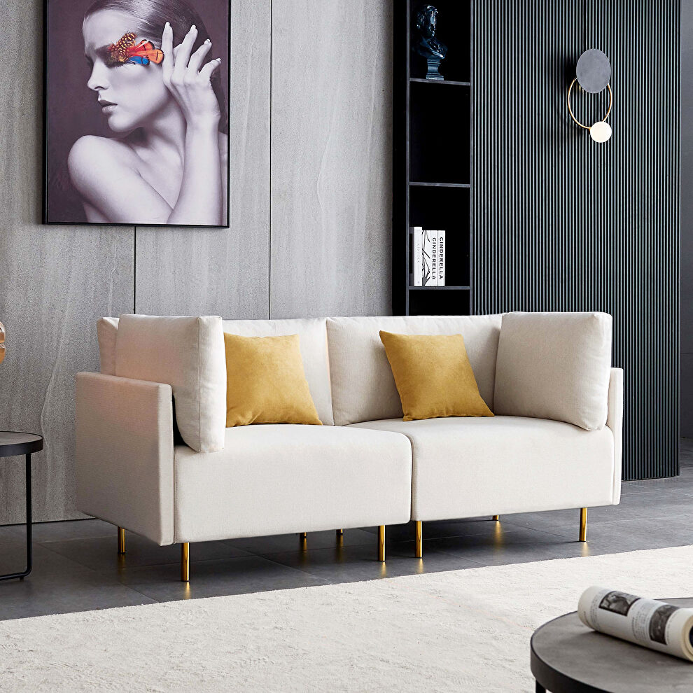 Comfortable beige linen modern sofa by La Spezia