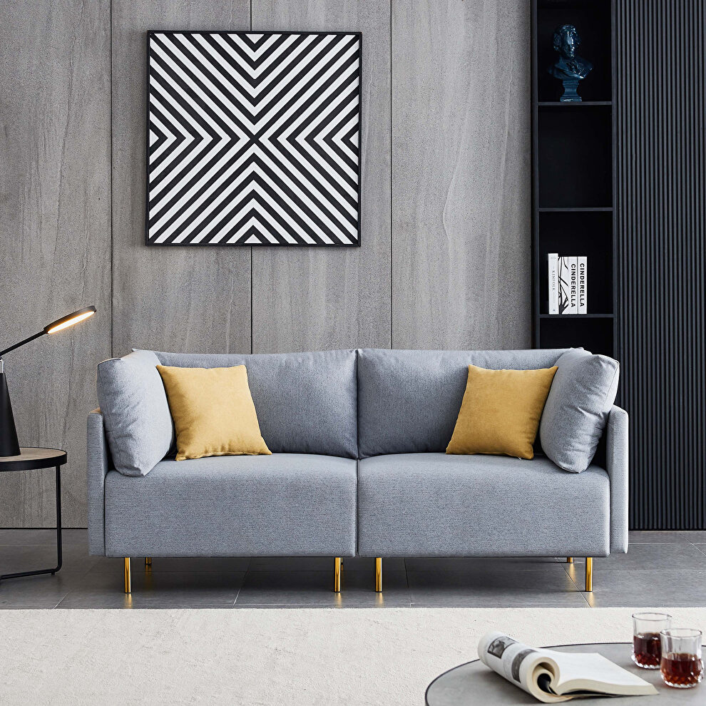 Comfortable gray linen modern sofa by La Spezia