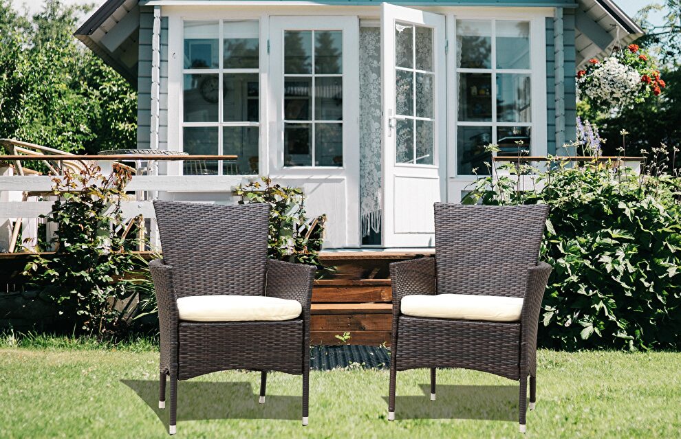 2pcs patio rattan armchair seat with removable cushions by La Spezia
