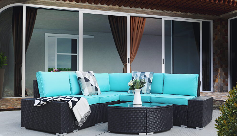6 pcs outdoor patio pe rattan wicker sofa sectional furniture by La Spezia