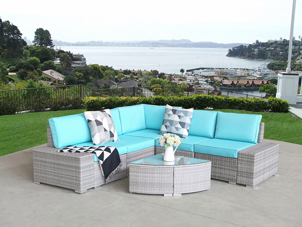 6 pcs outdoor patio pe rattan wicker sofa sectional furniture by La Spezia