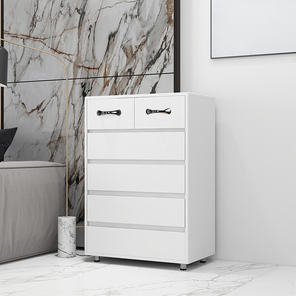 Six drawer side table in white by La Spezia