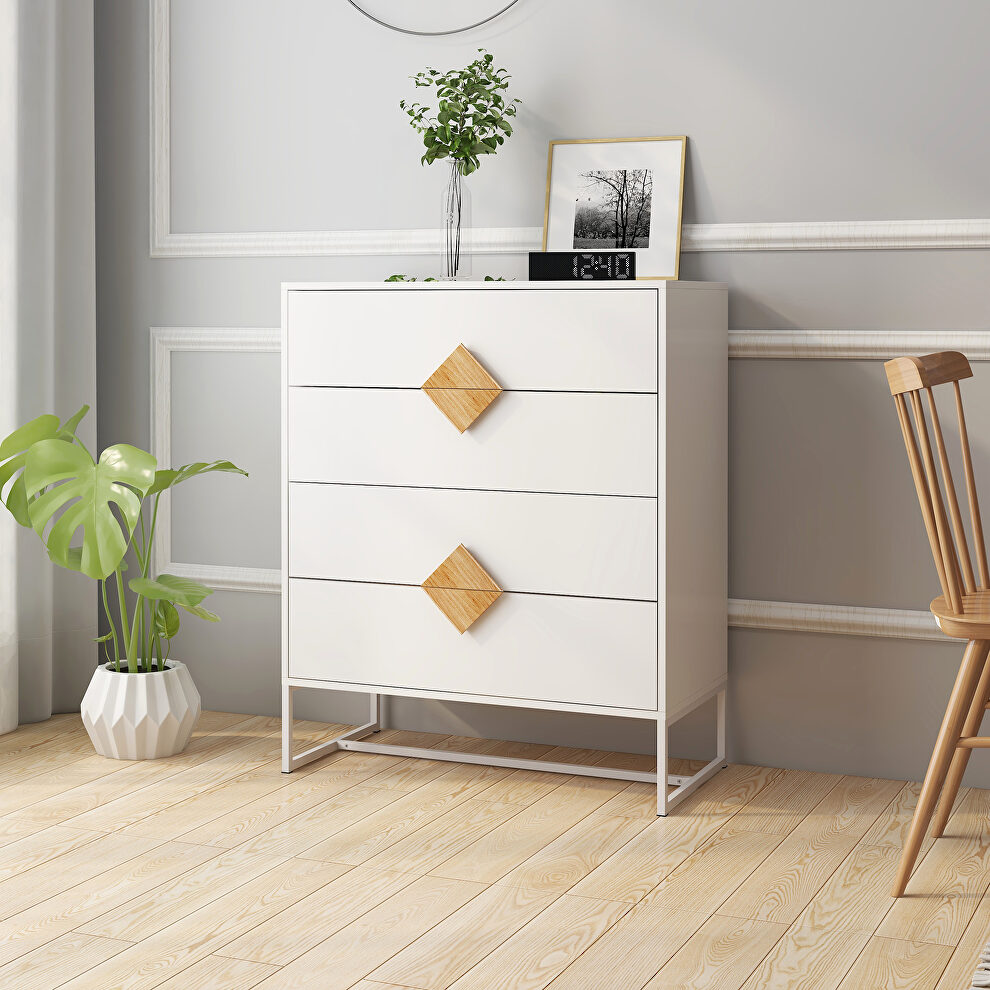 Solid wood special shape square handle design with 4 drawers bedroom furniture dressers by La Spezia