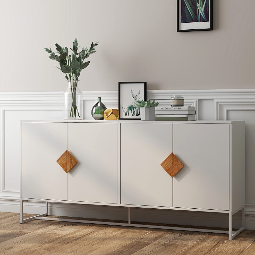 Solid wood special shape square handle design with 4 doors and double storage sideboard by La Spezia