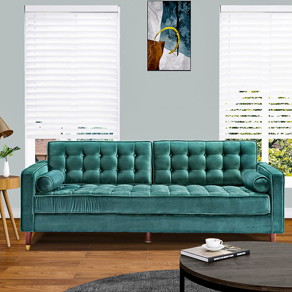 Green velvet sofa loveseat for living room by La Spezia