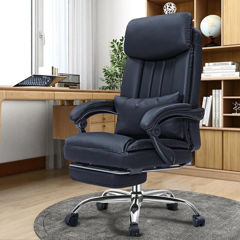 Black high quality pu leather iron plating five-star foot desk chair by La Spezia