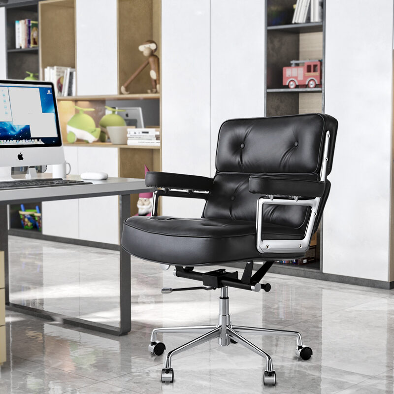 Black genuine leather /pu leather adjustable lifting office chair by La Spezia