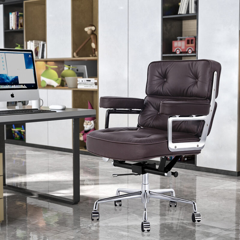 Brown genuine leather /pu leather adjustable lifting office chair by La Spezia