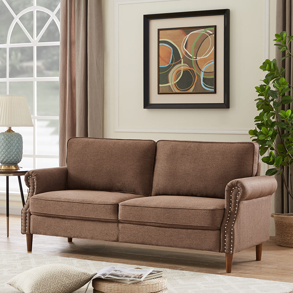 3p-seater brown linen sofa by La Spezia