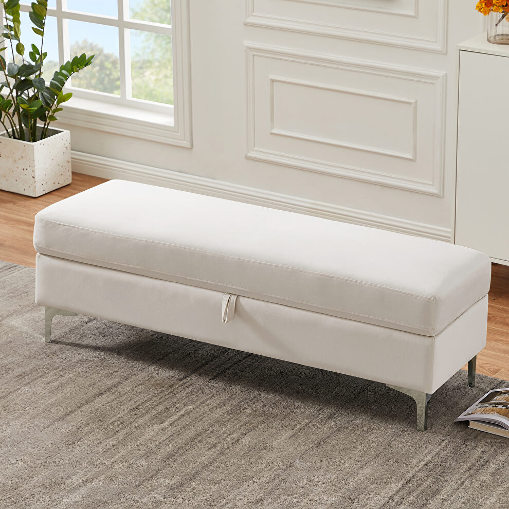 Ivory velvet upholstery leisure stool by La Spezia