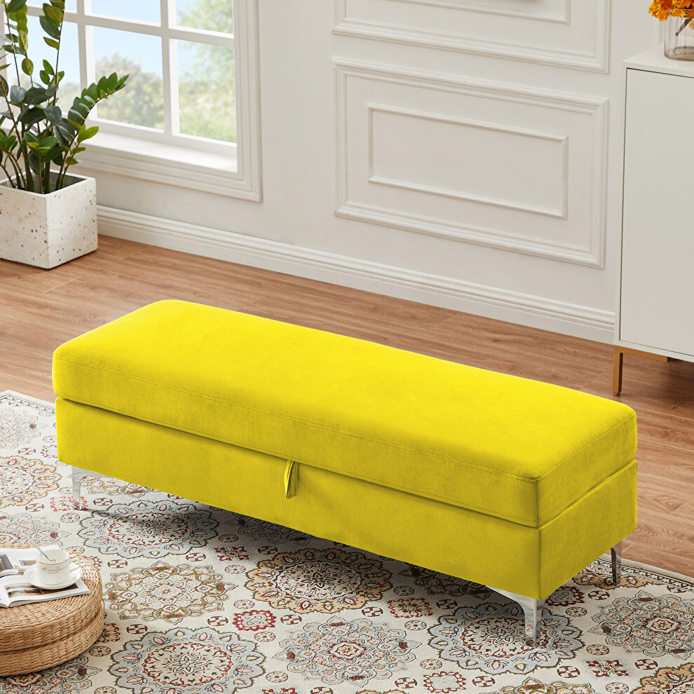 Yellow velvet upholstery leisure stool by La Spezia