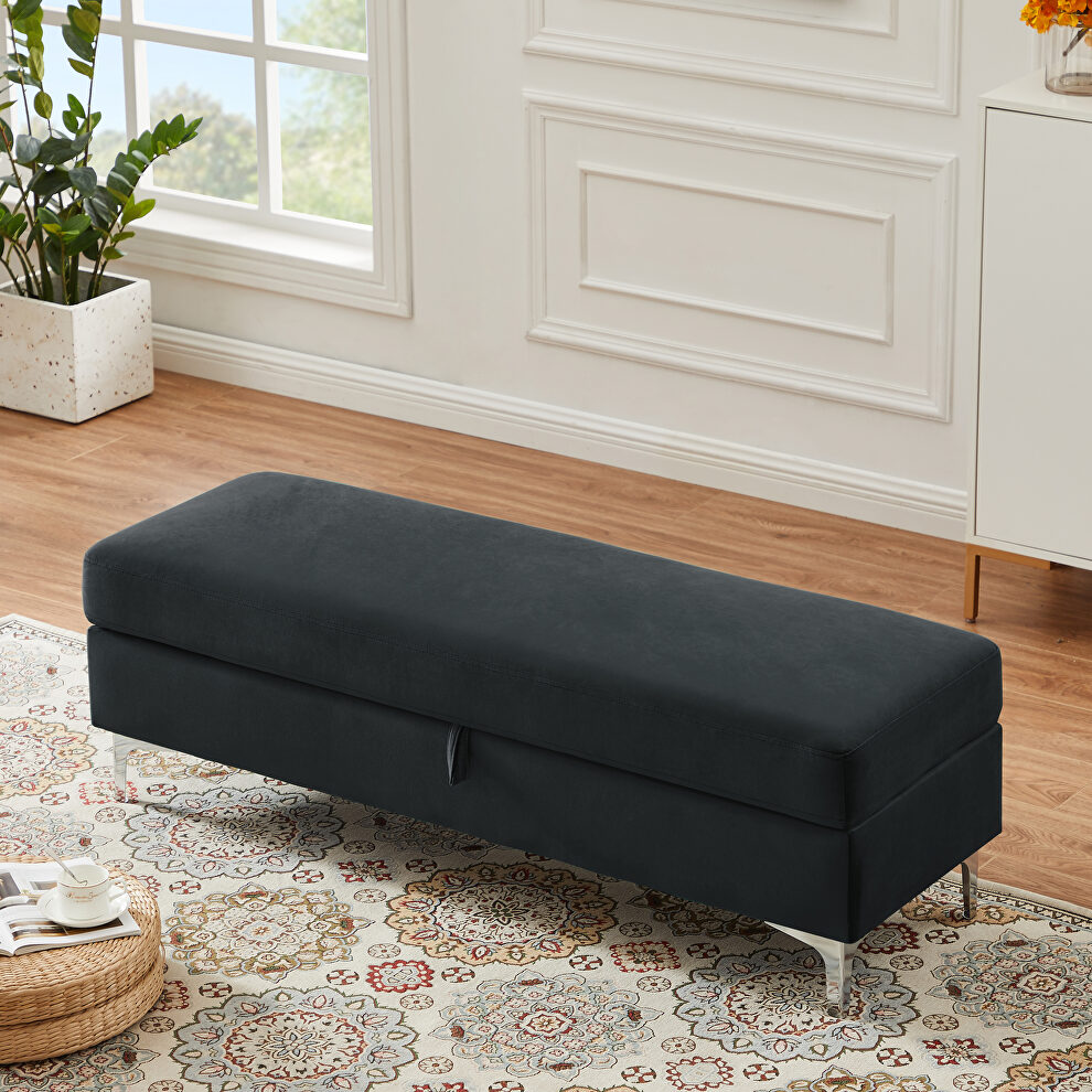 Black velvet upholstery leisure stool by La Spezia