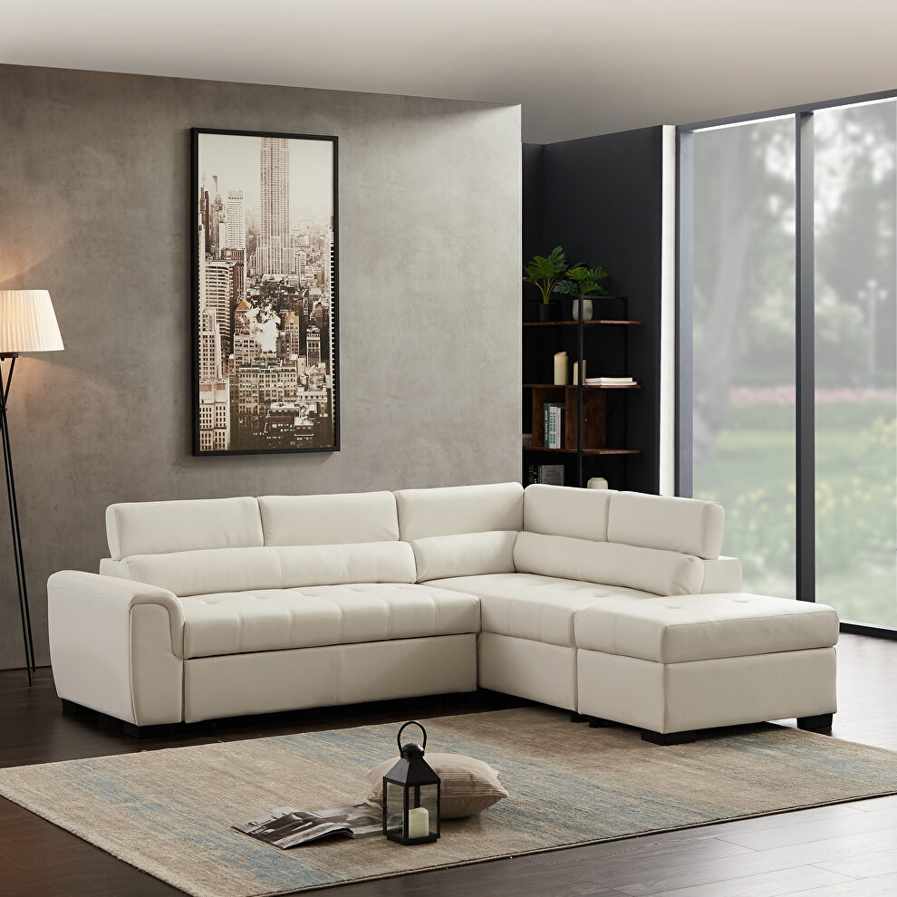 White leather corner broaching sofa with storage by La Spezia