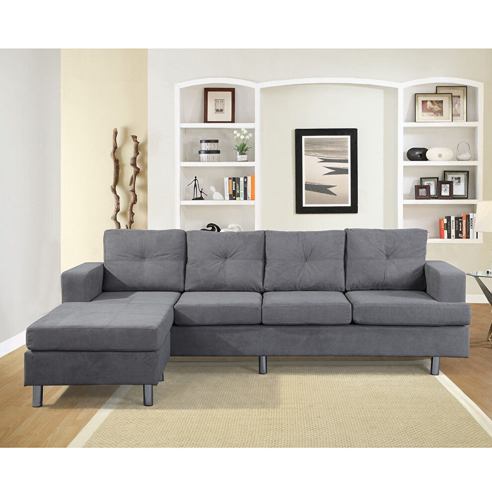 Gray reversible sectional sofa set for living room with l shape chaise lounge by La Spezia