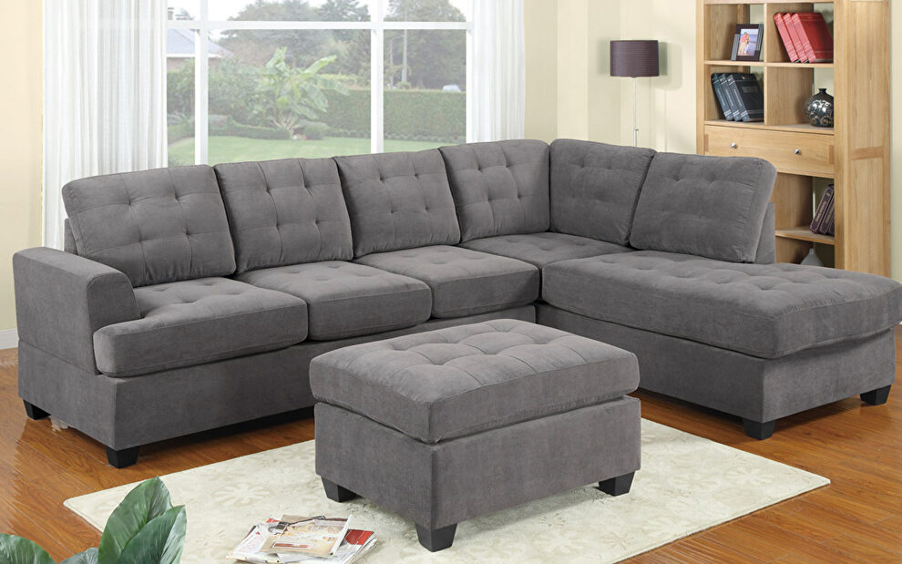 Gray soft microfiber sectional sofa by La Spezia