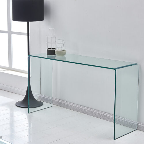 Transparent tempered glass console table with rounded edges desks, sofa table by La Spezia