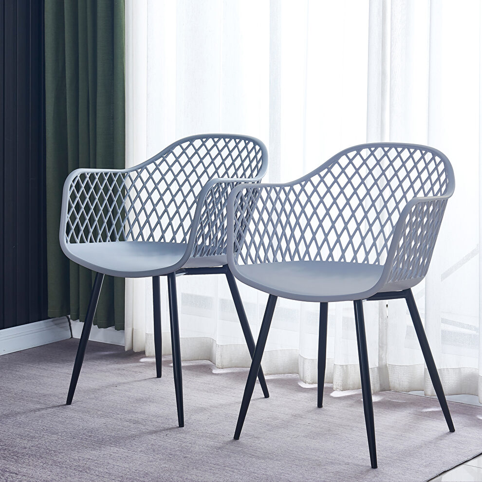 Gray color set of 2 dining plastic chairs for dining room by La Spezia