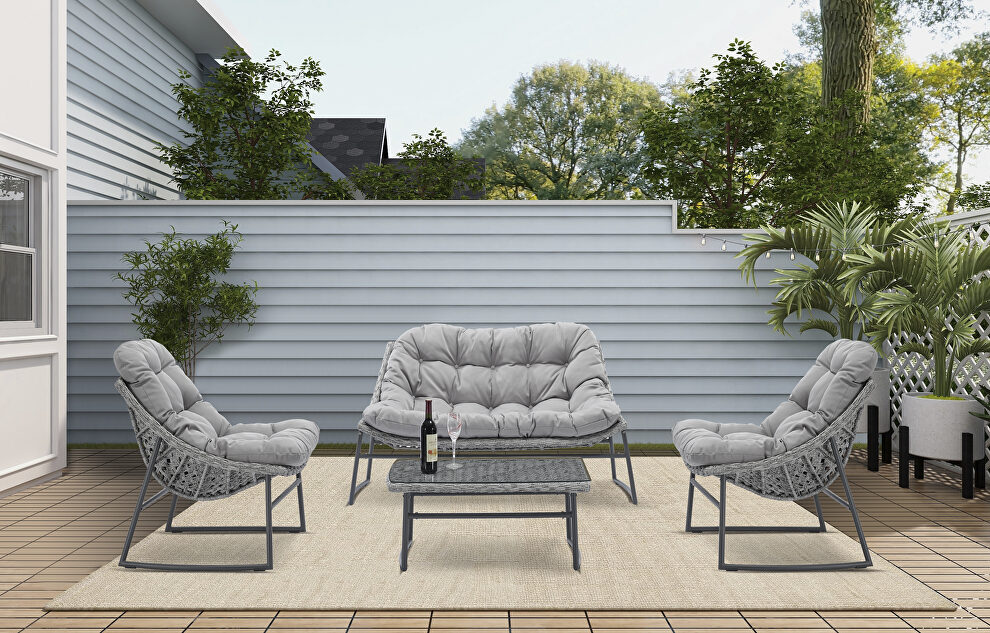 Classic rattan sofa set outdoor indoor garden patio furniture 4 pcs by La Spezia