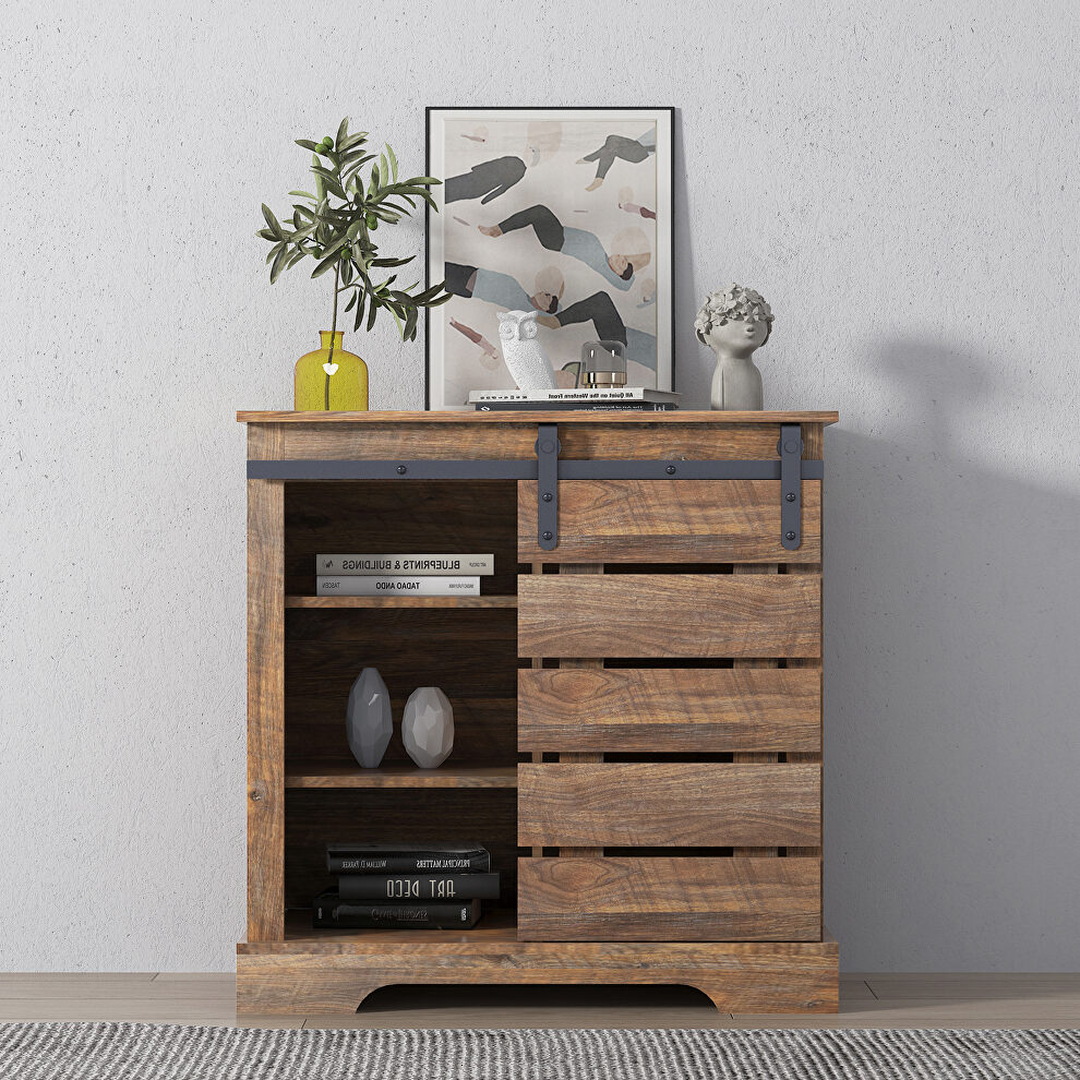 Buffet sideboard with sliding barn door and interior shelves in espresso by La Spezia