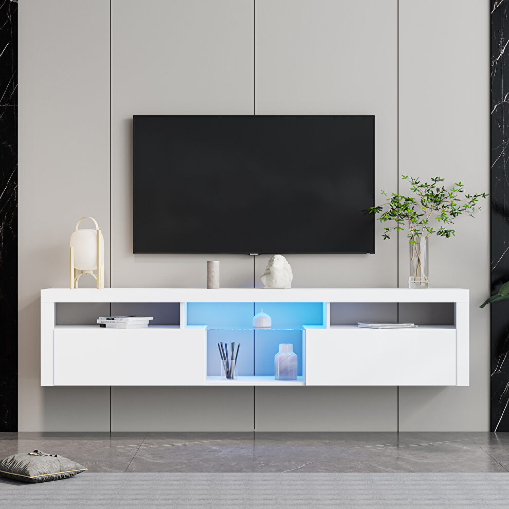 White modern TV cabinet with open shelves by La Spezia