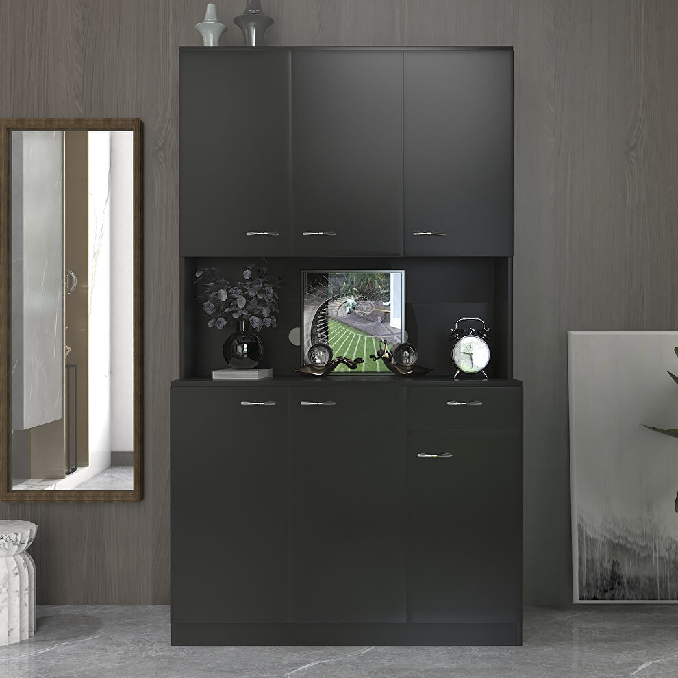 Tall wardrobe with 6 doors in black by La Spezia