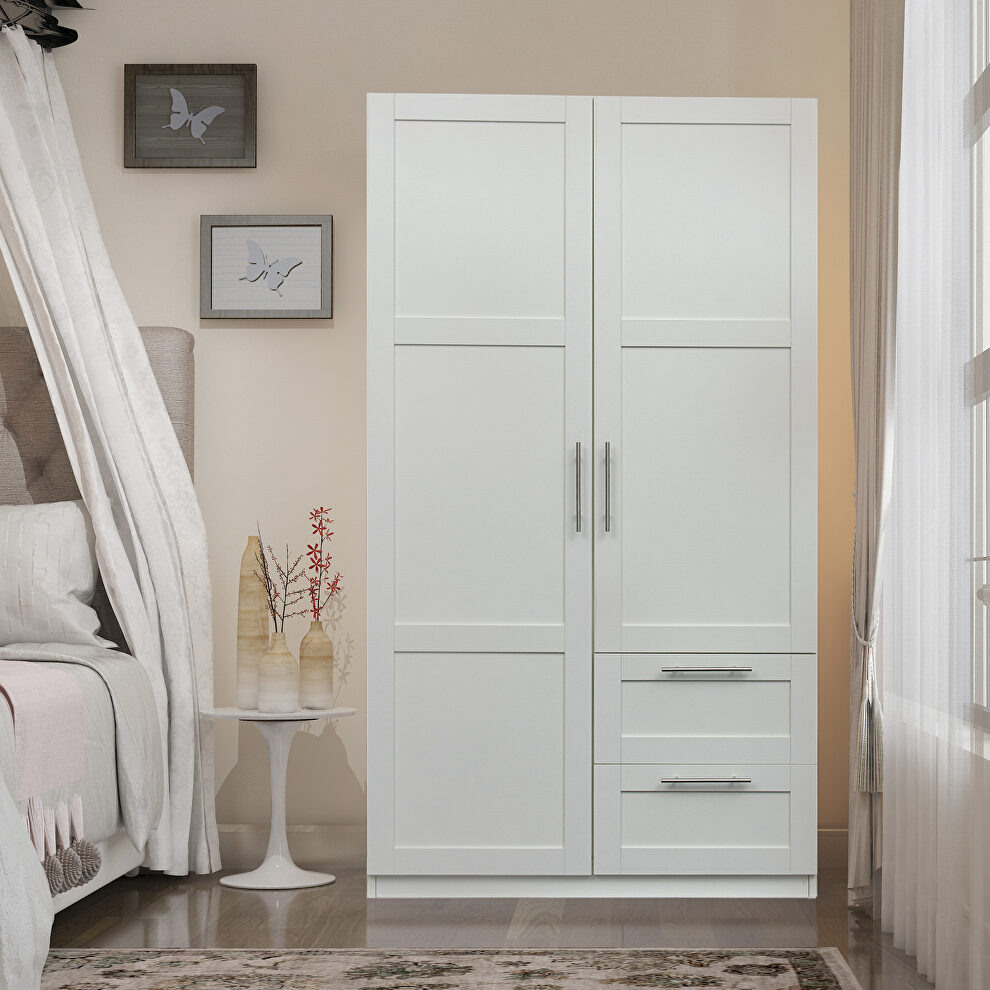 Modern look high wardrobe with 2 doors in white by La Spezia