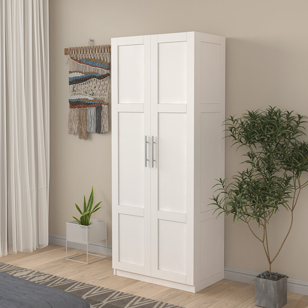 High wardrobe with 2 doors in white by La Spezia