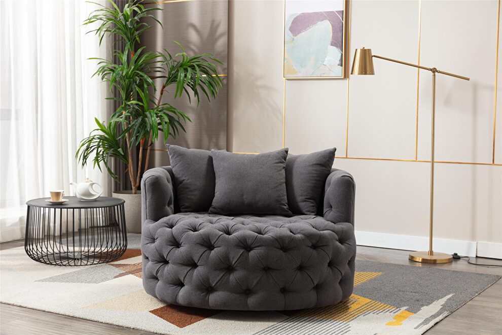 Gray modern swivel accent chair barrel chair for hotel living room by La Spezia