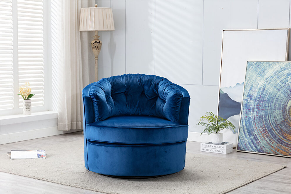 Blue velvet modern leisure swivel accent chair by La Spezia
