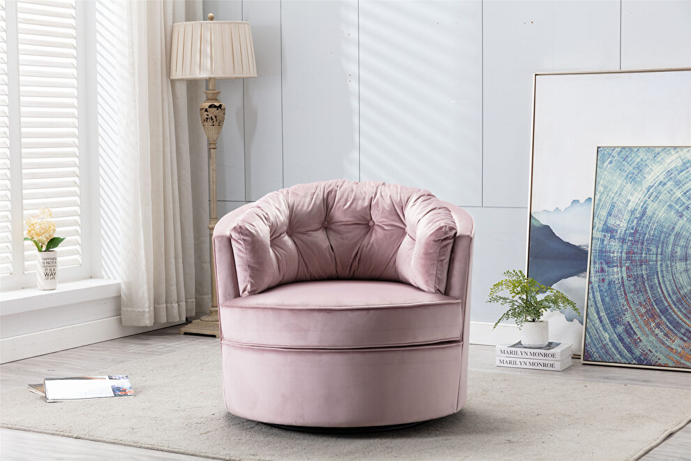 Pink velvet modern leisure swivel accent chair by La Spezia