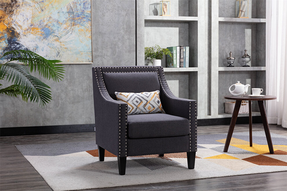 Accent armchair living room chair, charcoal linen by La Spezia