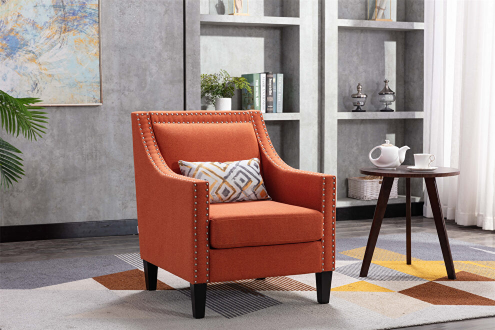 Accent armchair living room chair, orange linen by La Spezia