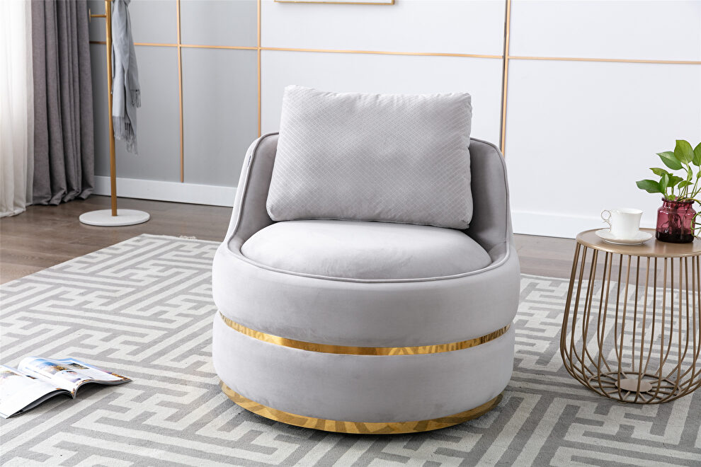Gray velvet swivel accent barrel chair by La Spezia
