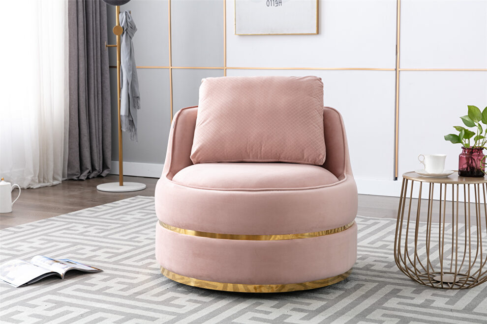 Pink velvet swivel accent barrel chair by La Spezia