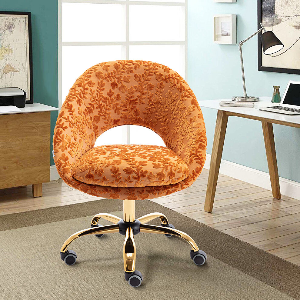 Modern leisure swivel office chair orange velvet by La Spezia