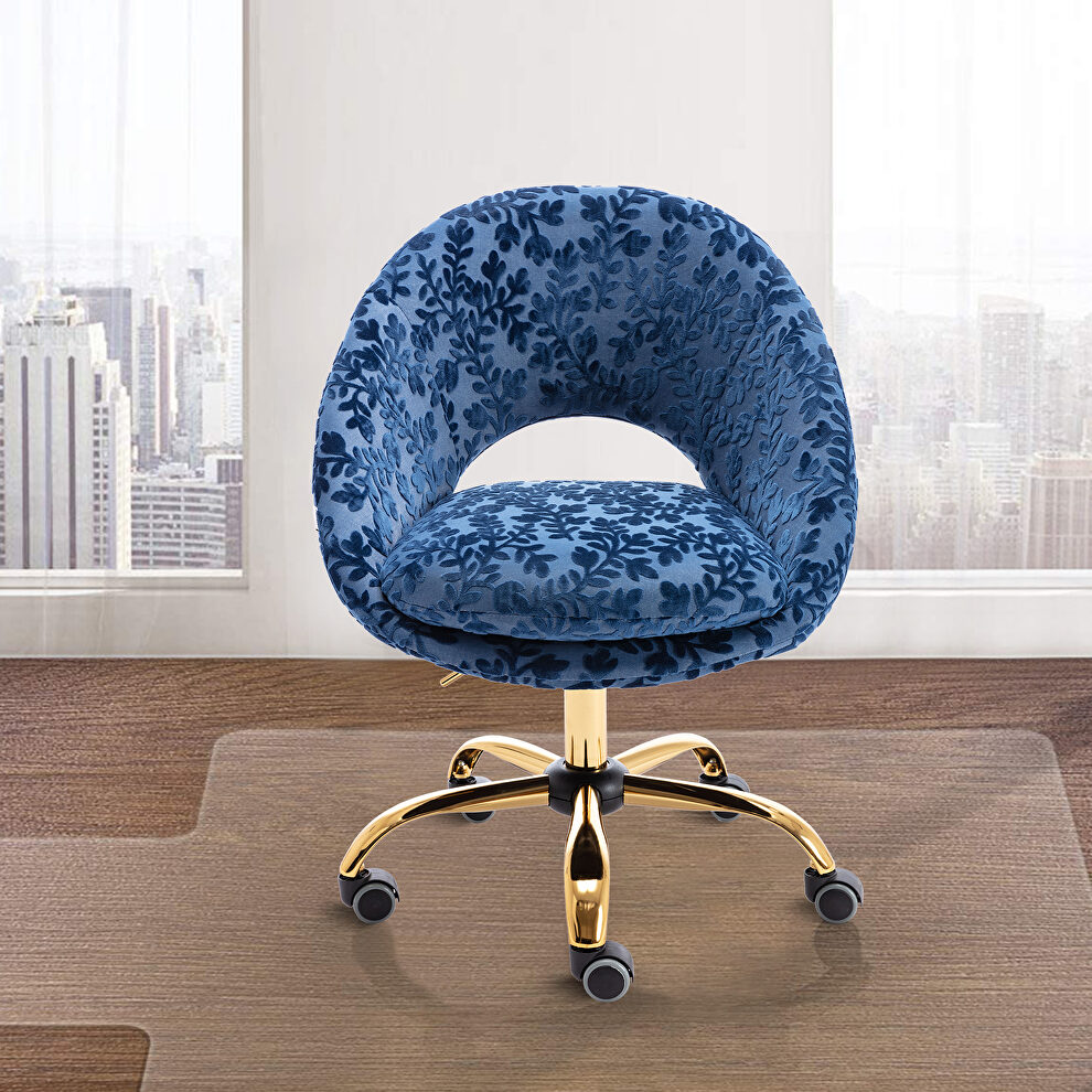 Modern leisure swivel office chair navy velvet by La Spezia