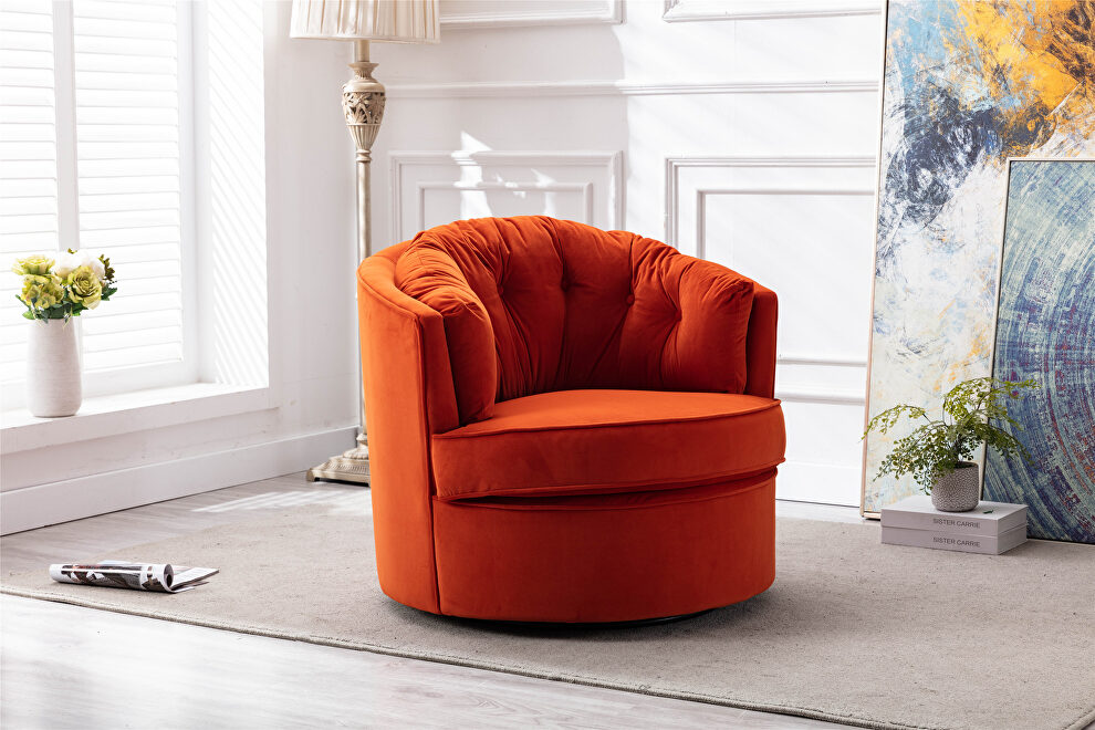 Orange velvet modern leisure swivel accent chair by La Spezia