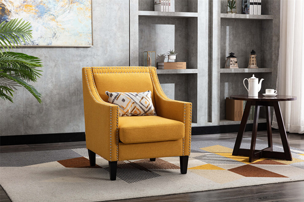 Accent armchair living room chair, yellow linen by La Spezia