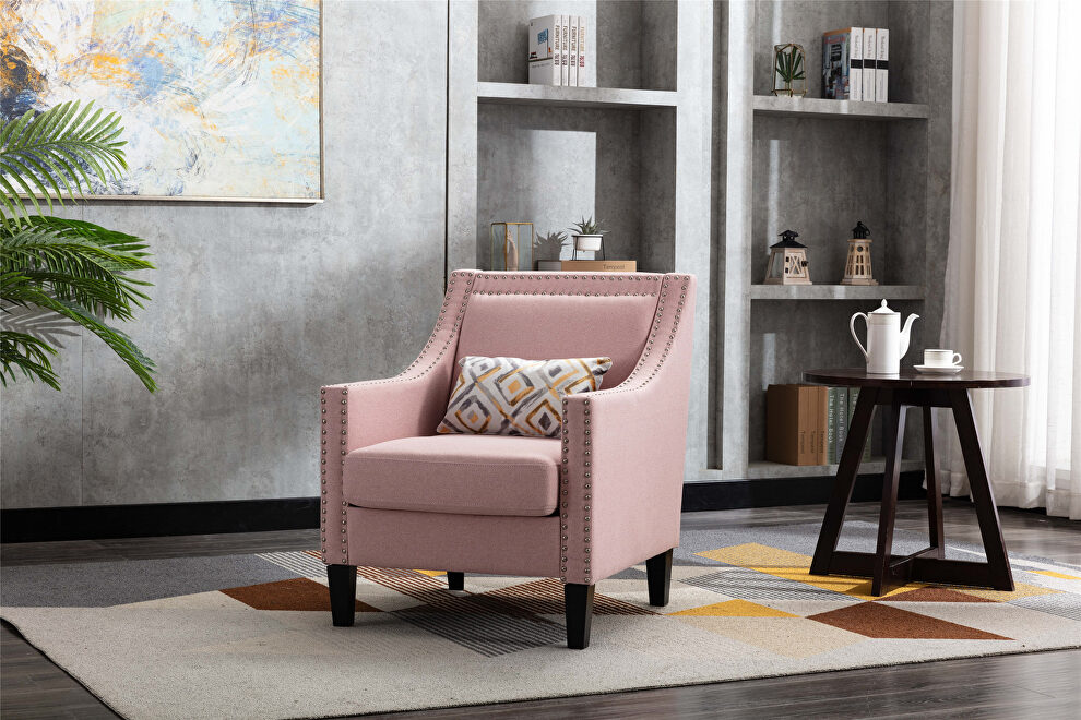 Accent armchair living room chair, pink linen by La Spezia