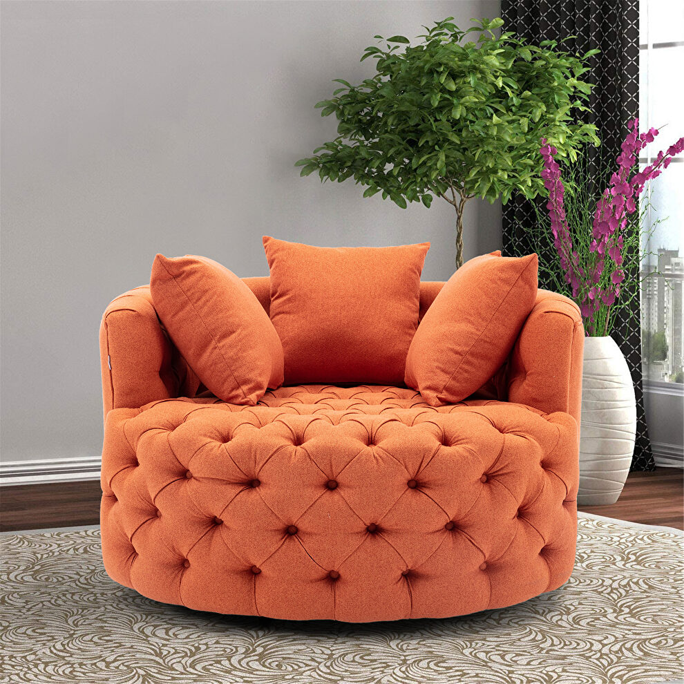 Orange modern swivel accent chair barrel chair for hotel living room by La Spezia
