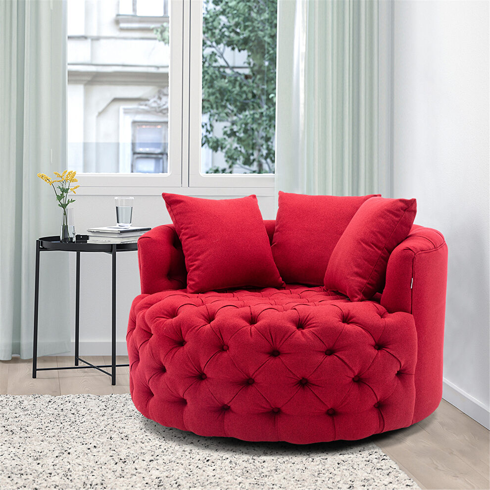 Red modern swivel accent chair barrel chair for hotel living room by La Spezia