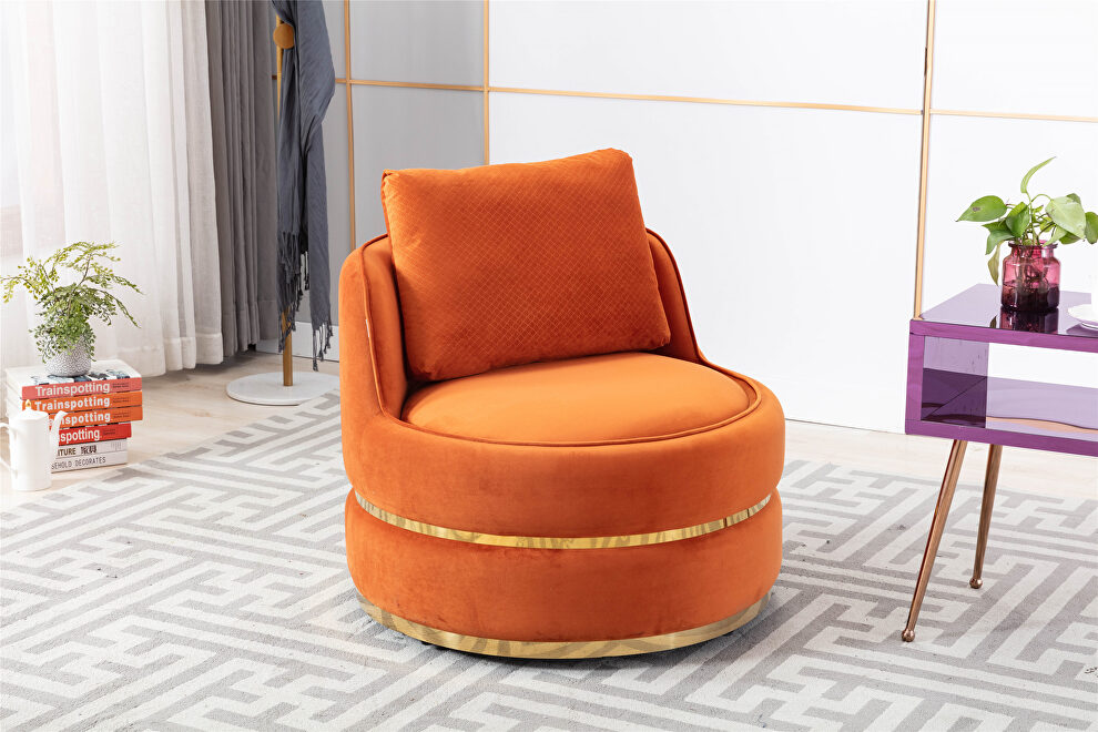 Orange velvet swivel accent barrel chair by La Spezia