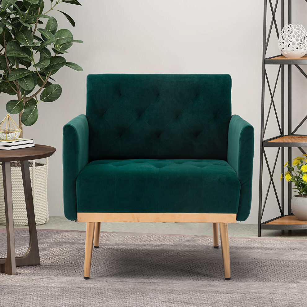 Green accent chair, leisure single sofa with rose golden feet by La Spezia